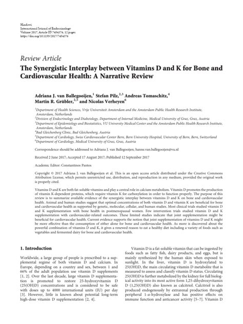 The Synergistic Interplay between Vitamins D and K for Bone and ... - balustradellc