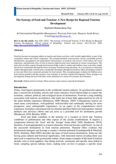 The Synergy of Food and Tourism: A New Recipe for Regional Tourism ... - wintechmobiles.com