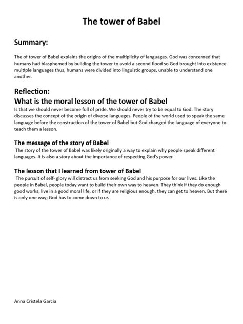 The Tower of Babel: A Reflection on the Nature of … - balustradellc