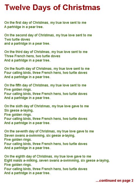 THE TWELVE DAYS OF CHRISTMAS Lyrics - ROGER WHITTAKER