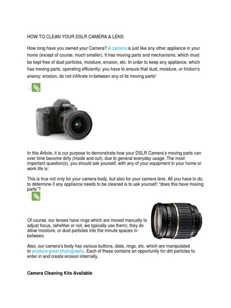 The Ultimate Guide to Cleaning Your DSLR Camera: Tips for Optimal ... - balustradellc