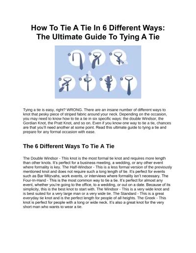 The Ultimate Guide to How to Tie a Tie - Prime Neckwear - balustradellc