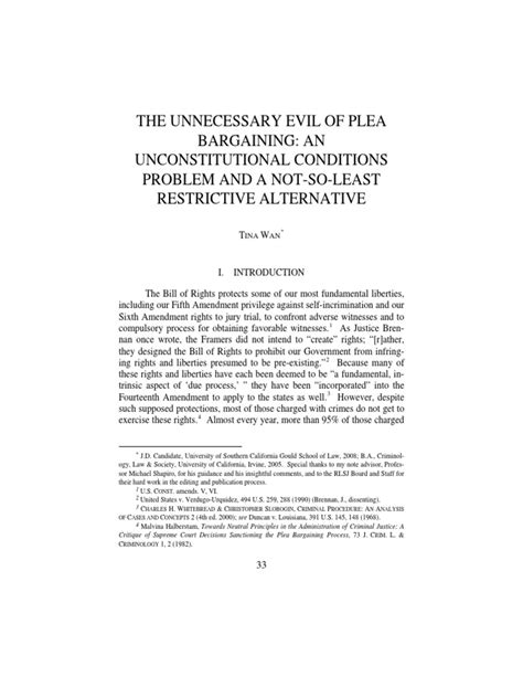 THE UNNECESSARY EVIL OF PLEA BARGAINING - USC Gould …