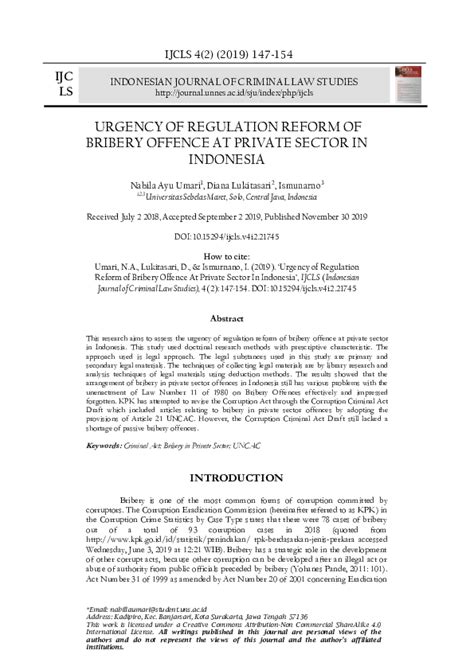 The Urgency of Regulation of Bribery in the Private Sector as a ... - balustradellc
