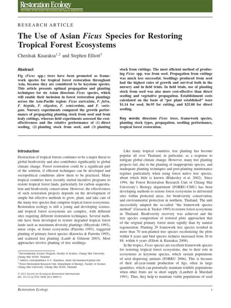 The Use of Asian Ficus Species for Restoring Tropical Forest … - raincitystudios.com