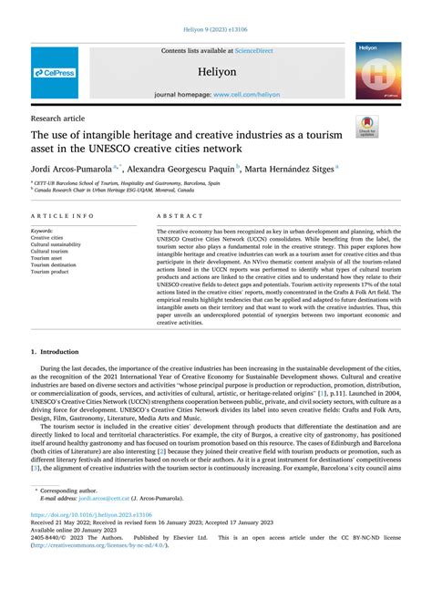 The use of intangible heritage and creative industries as a tourism ... - wintechmobiles.com