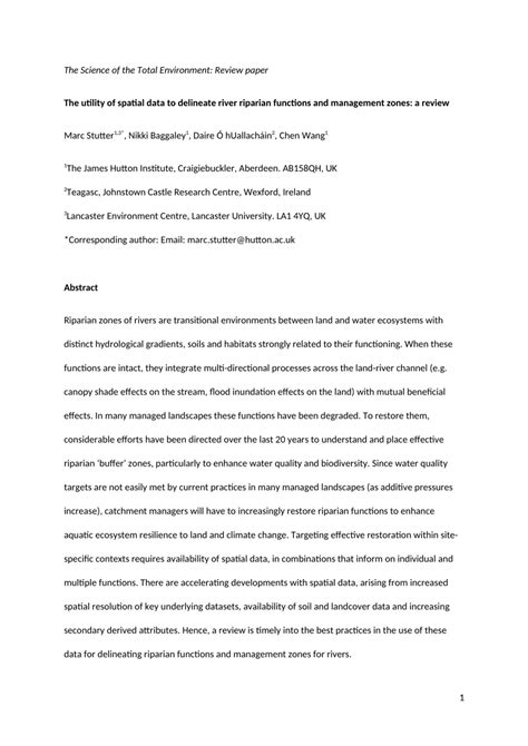 The utility of spatial data to delineate river riparian functions and ... - raincitystudios.com
