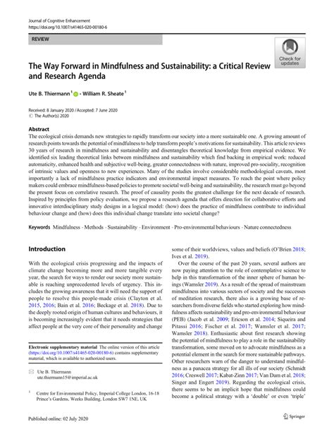 The Way Forward in Mindfulness and Sustainability: a … - balustradellc