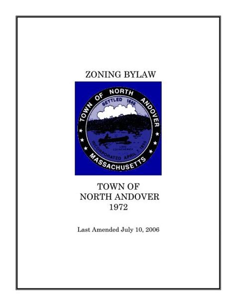 THE ZONING BYLAW TOWN OF NORTH ANDOVER 1972