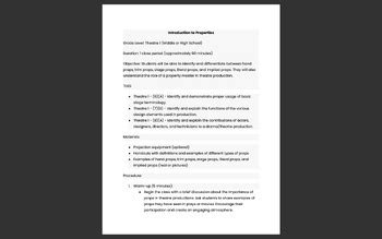 Theatre Props Lesson Plan - muktibox.com