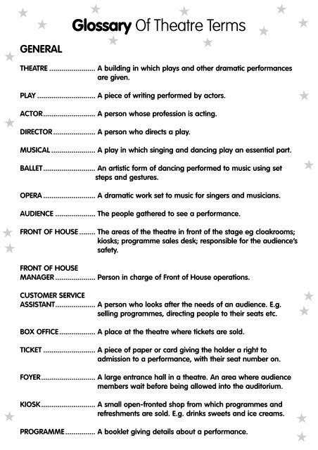 Theatre Terms Glossary - Barbershop Harmony Society - muktibox.com