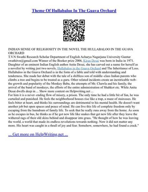 Theme Of Hullabaloo In The Guava Orchard | PDF - raincitystudios.com