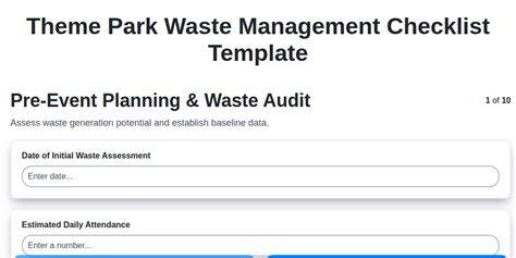 Theme Park Waste Management Checklist Template - raincitystudios.com