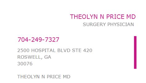 THEOLYN N PRICE MD NPI 1265402317