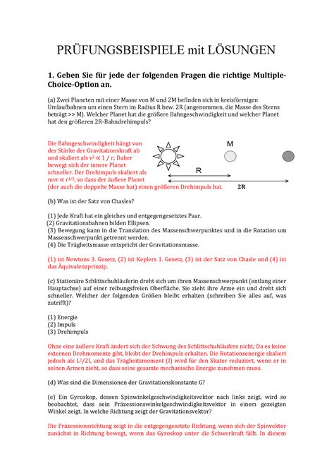 THEORETISCHE MECHANIK Prüfungsbeispiele mit Lösungen