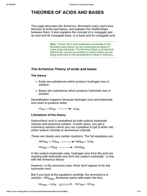 THEORIES OF ACIDS AND BASES - chemguide - wintechmobiles.com