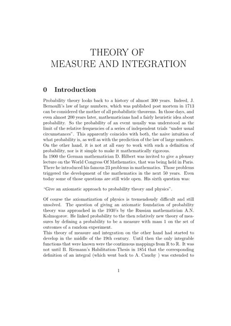 THEORY OF MEASURE AND INTEGRATION - Universität Münster - wintechmobiles.com