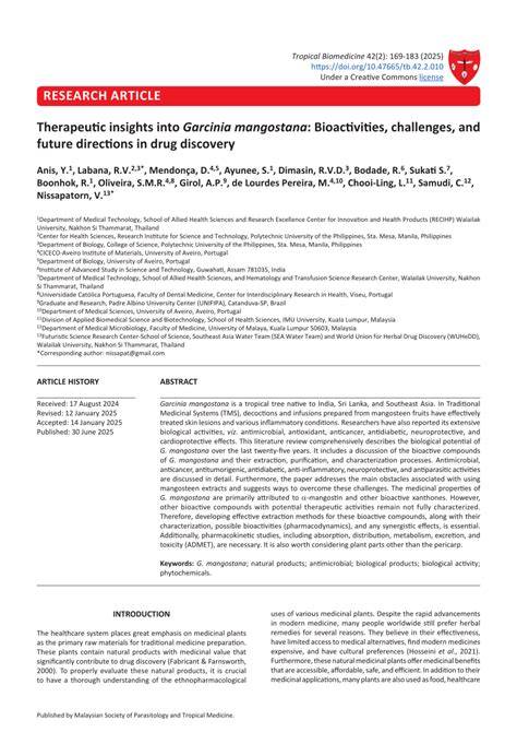 Therapeutic insights into Garcinia mangostana: Bioactivities ... - raincitystudios.com