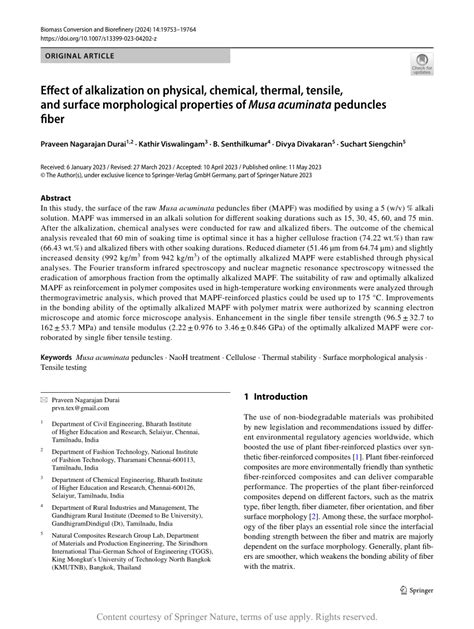 Thermal, chemical, tensile and morphological ... - IOPscience - wintechmobiles.com