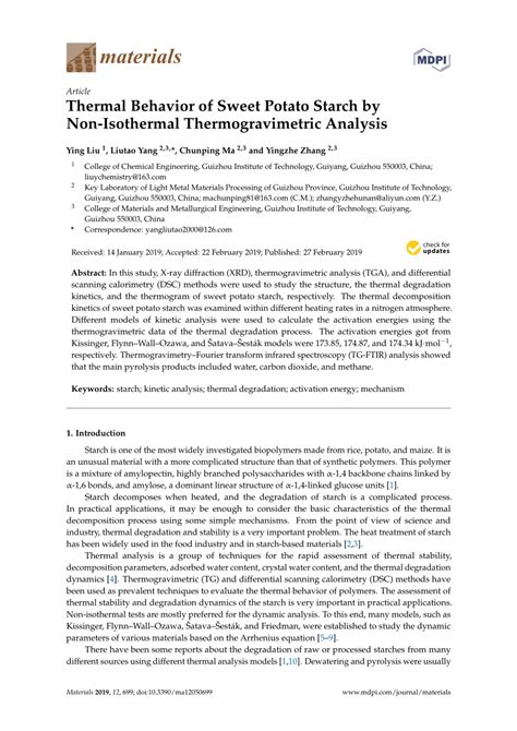 Thermal Behavior of Sweet Potato Starch by Non-Isothermal ... - wintechmobiles.com