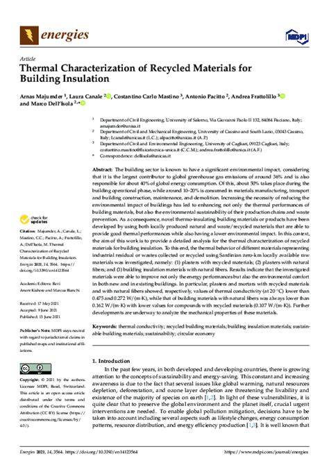 Thermal Characterization of Recycled Materials for … - raincitystudios.com