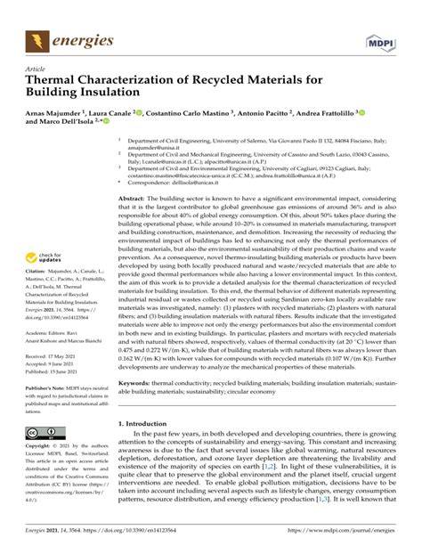 Thermal Characterization of Recycled Materials for Building Insulation - raincitystudios.com