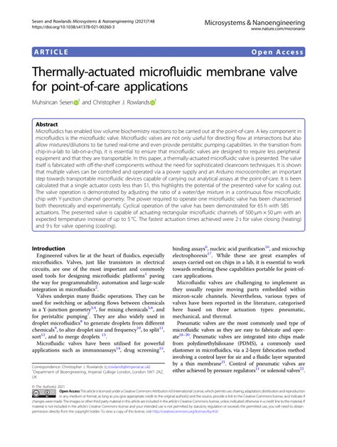 Thermally-actuated microfluidic membrane valve for point-of-care ... - wintechmobiles.com
