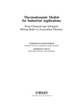 Thermodynamic Models for Industrial Applications - Google Books - wintechmobiles.com