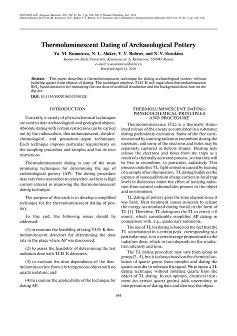 Thermoluminescent Dating of Archaeological Pottery - wintechmobiles.com