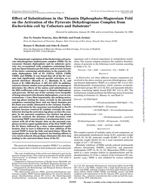 Thiamin Diphosphate Catalysis In Escherichia Coli Pyruvate ... - wintechmobiles.com