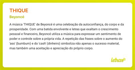 THIQUE - Beyoncé - LETRAS.MUS.BR