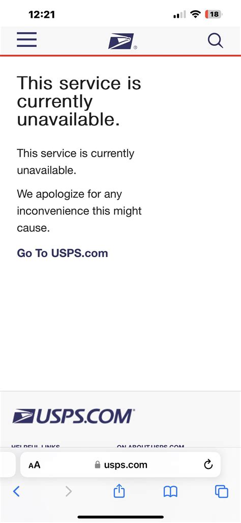 This service is currently unavailable | USPS - balustradellc