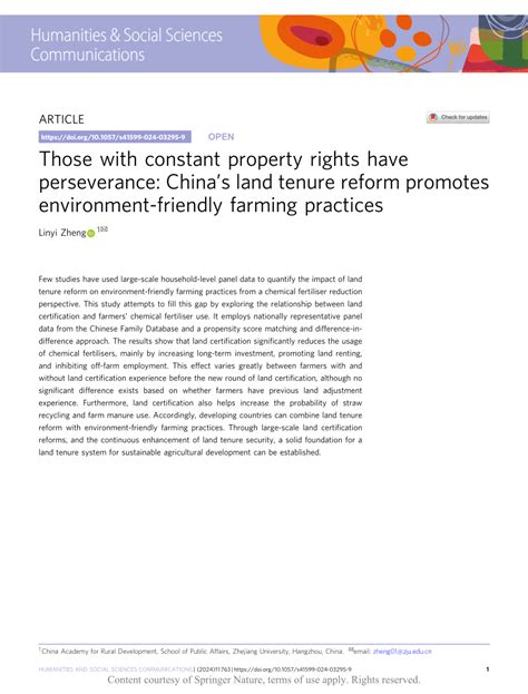 Those with constant property rights have perseverance: China’s land ... - balustradellc