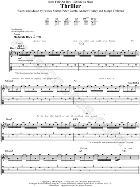 THRILLER CHORDS by Fall Out Boy @ Ultimate-Guitar.Com