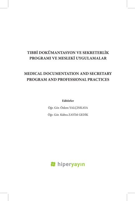 TIBBİ DOKÜMANTASYON VE SEKRETERLİK PROGRAMI 1.. 