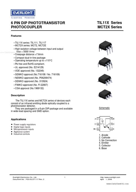 TIL117 datasheet - ti TIL117, Optocoupler