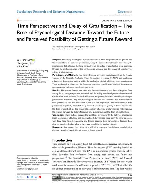 Time Perspectives and Delay of Gratification – The Role of ... - balustradellc