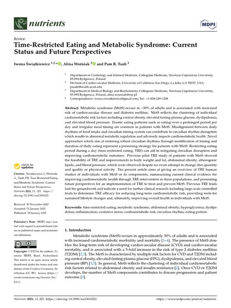 Time-restricted eating for metabolic syndrome - balustradellc