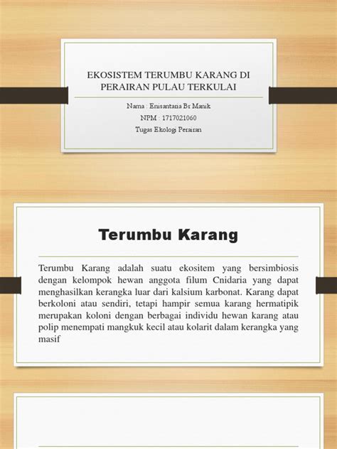 TINGKAT TUTUPAN EKOSISTEM TERUMBU KARANG DI …