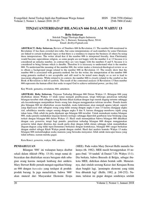 TINJAUANTERHADAP BILANGAN 666 DALAM WAHYU 13 - STT … - balustradellc