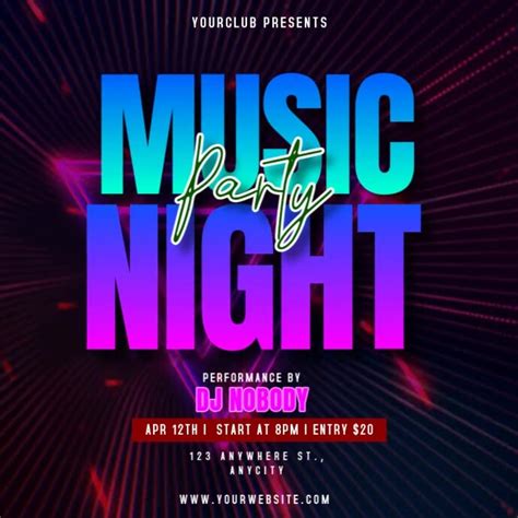 Tipografi Music Party Pos Instagram Template - muktibox.com