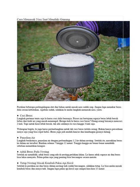TIPS MASAK NASI DI GUNUNG - Dengan cara ini pemakain gas … - balustradellc