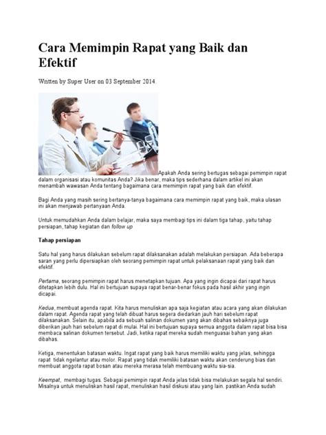 Tips Memimpin Rapat ASN yang Efektif - Diklat LPKN - balustradellc