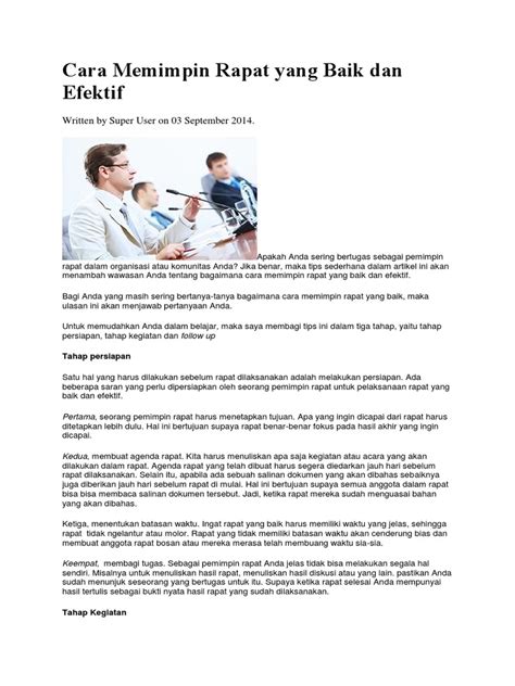 Tips Memimpin Rapat Efektif | PDF | Karier - balustradellc