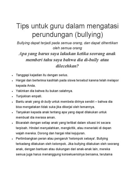 Tips untuk guru dalam mengatasi perundungan (bullying) - balustradellc