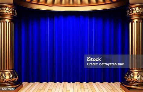 Tirai Panggung Emas Tirai Beludru Emas Mewah Interior ... - iStock - balustradellc