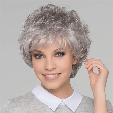 TISHINING Short Gray Curly Wigs for White Women Sliver …