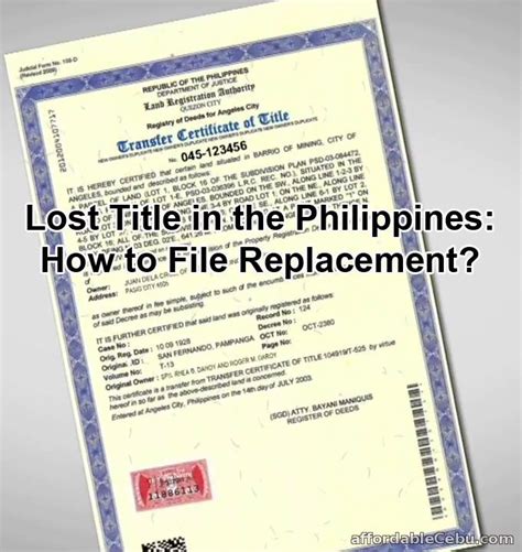 Title Issuance for Land Purchased with Lost Original Title Philippines - balustradellc