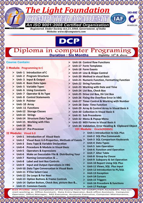 TLF Computers Courses Diploma in Computer Programing(DCP)