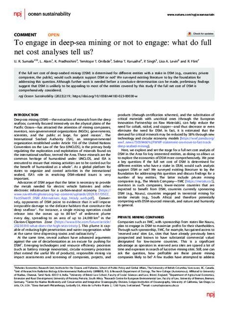 To engage in deep-sea mining or not to engage: what do full net cost ... - raincitystudios.com